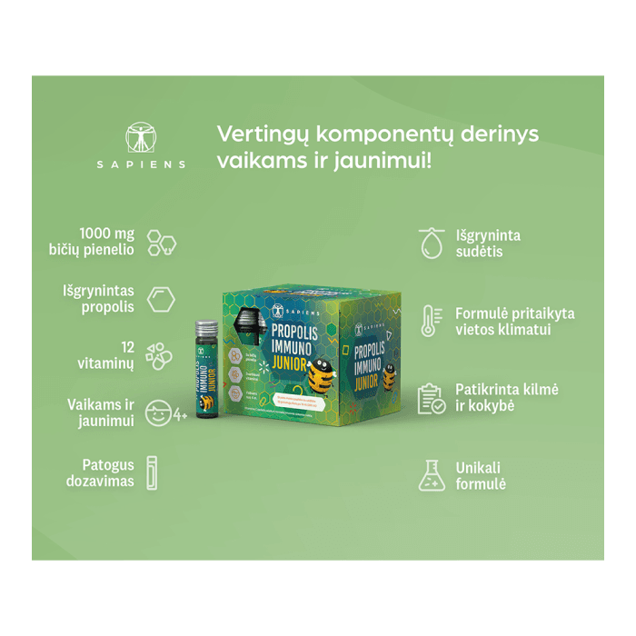 SAPIENS, Propolis Immuno Junior, 20 buteliukų-1