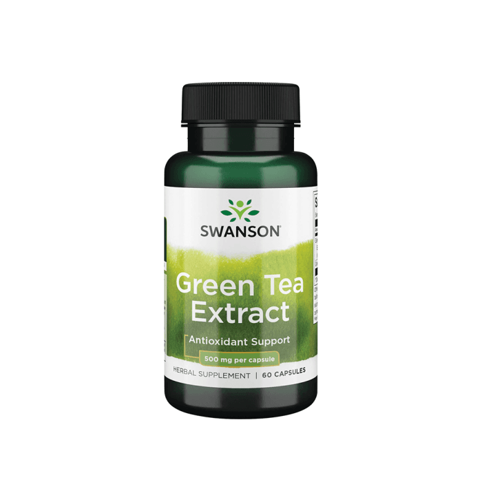 SWANSON ŽALIOSIOS ARBATOS EKSTRAKTAS 500 MG, 60 kapsulių