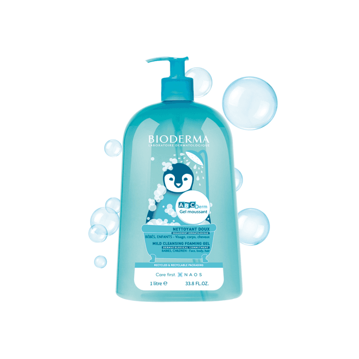 BIODERMA gelinis prausiklis kūdikių ir vaikų kūnui ir plaukams ABCDERM GEL MOUSSANT, 1000 ml-1