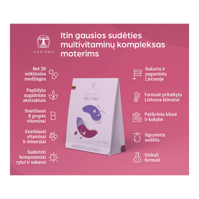 SAPIENS multivitaminų kompleksas moterims: RYTAS + VAKARAS, 60 tablečių-1
