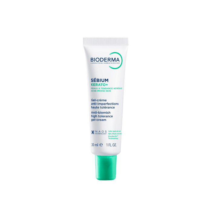 BIODERMA aukštos tolerancijos gelis-kremas nuo spuogų į aknę linkusiai odai Sébium Kerato+, 30 ml