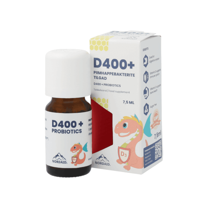 NORDAID D400 + gyvybingos bakterijos, lašai, 7.5 ml-1