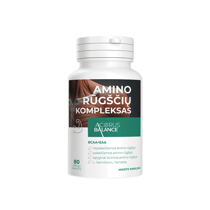 Acorus Balance BCAA+EAA amino rūgščių kompleksas, 80 kapsulių