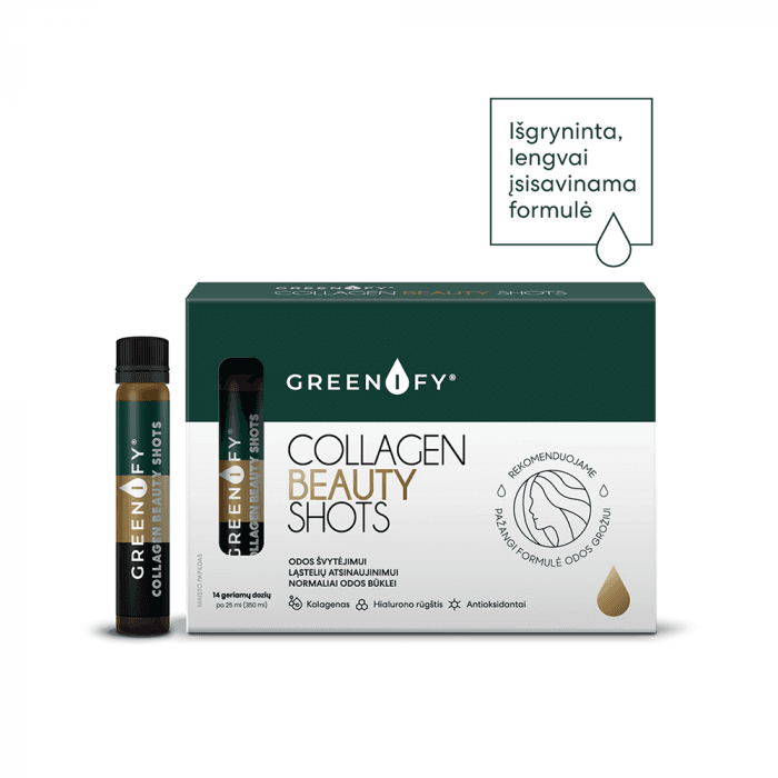 GREENIFY Collagen Beauty Shots, plaukų, odos, nagų grožiui, 14 buteliukų-1