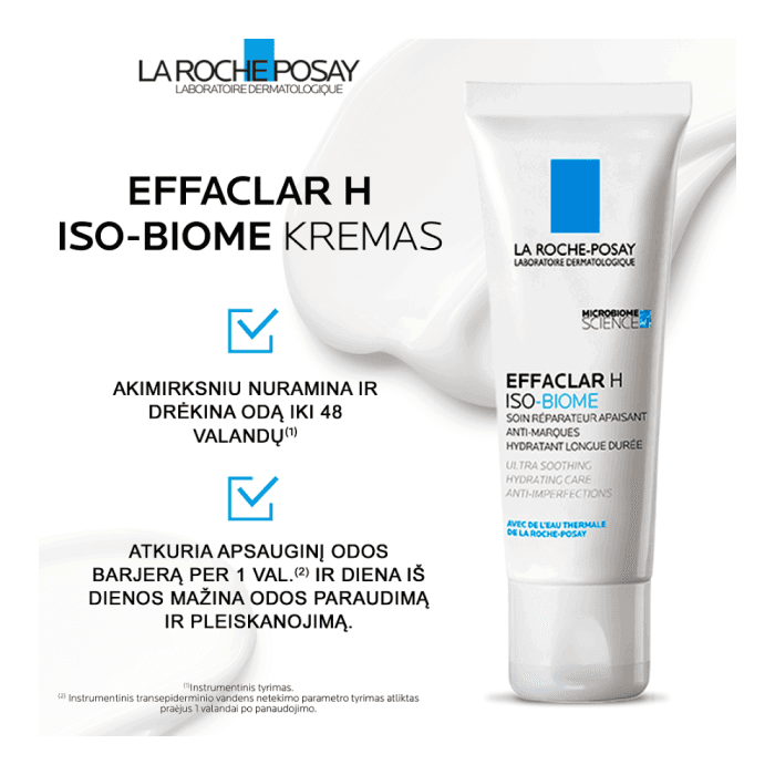 LA ROCHE-POSAY drėkinamasis kremas į aknę linkusiai odai EFFACLAR H ISO-BIOME, 40 ml-1