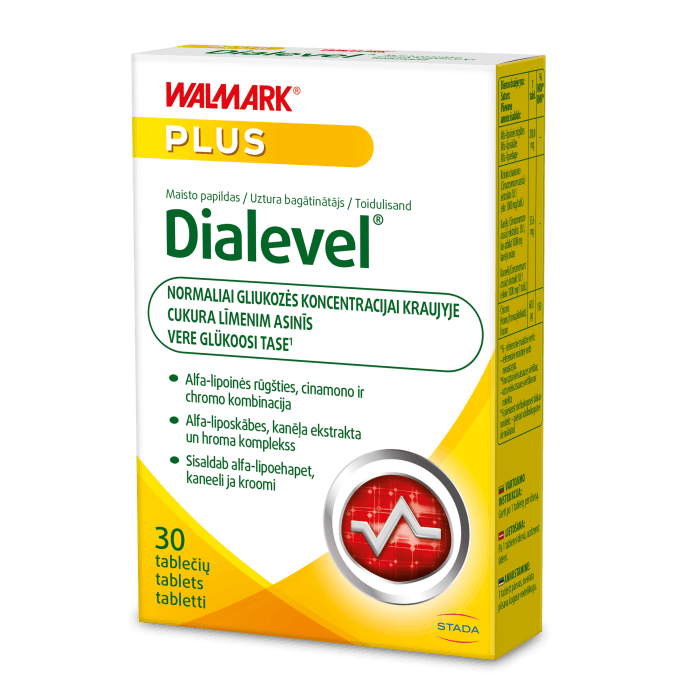 WALMARK DIALEVEL (normaliai gliukozės koncentracijai), 30 tablečių