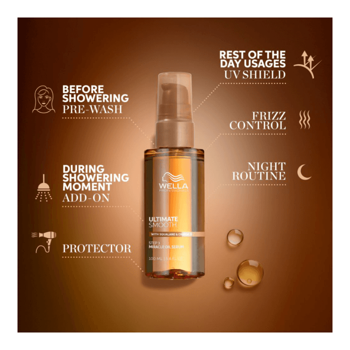WELLA PROFESSIONALS plaukus maitinantis aliejinis serumas STEP 3, su SKAVALNU ir OMEGA-9, ULTIMATE SMOOTH MIRACLE, 30 ml-2