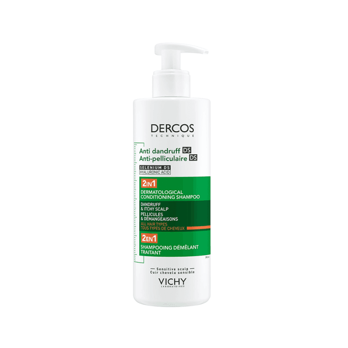 VICHY šampūnas su kondicionieriumi pleiskanotai galvos odai DERCOS DS, 390 ml
