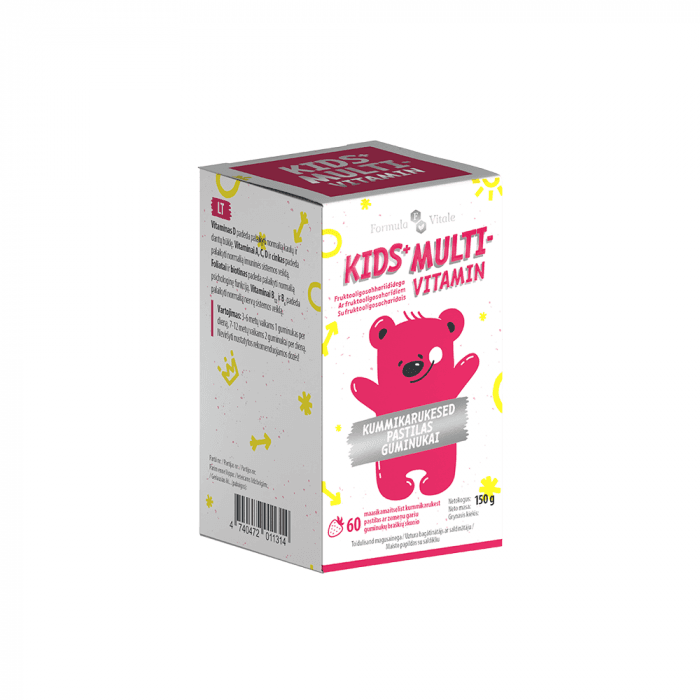 Formula Vitale KIDS MULTI guminukai braškių skonio, 60 guminukų