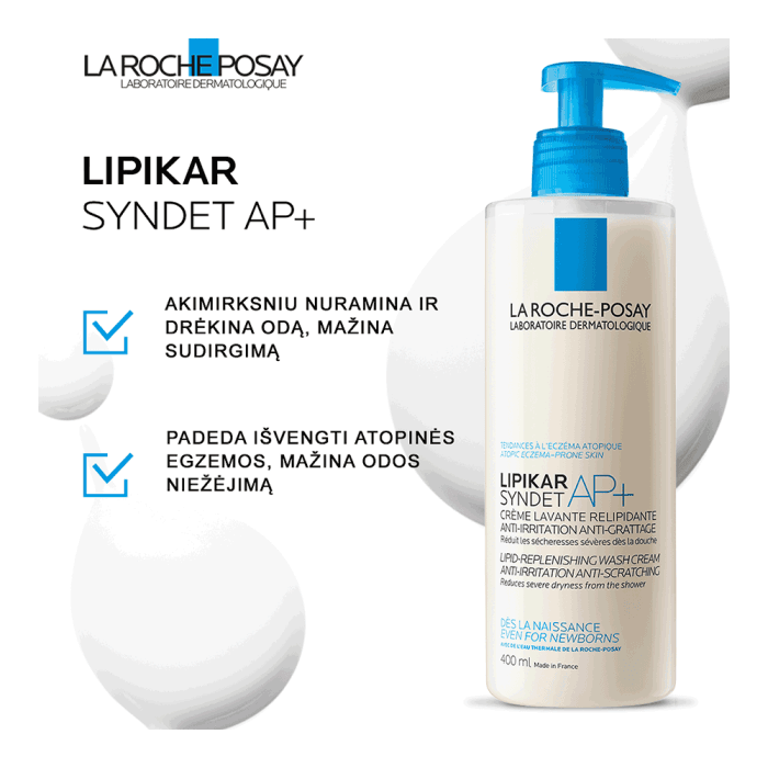LA ROCHE-POSAY veido ir kūno prausiklis LIPIKAR SYNDET, nuo 0 mėn., 400 ml-1