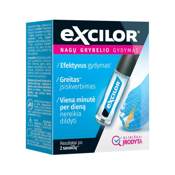 EXCILOR SOLUTION teptukas nagų grybeliui gydyti, 3.3 ml-2