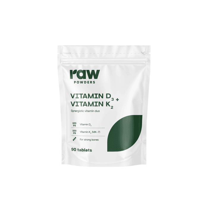RAW POWDERS VITAMINAS D3 + VITAMINAS K2, 90 tablečių