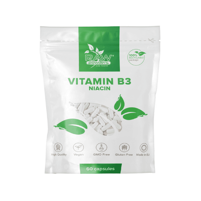 RAW POWDERS VITAMINAS B3 (NIACINAS), 60 kapsulių