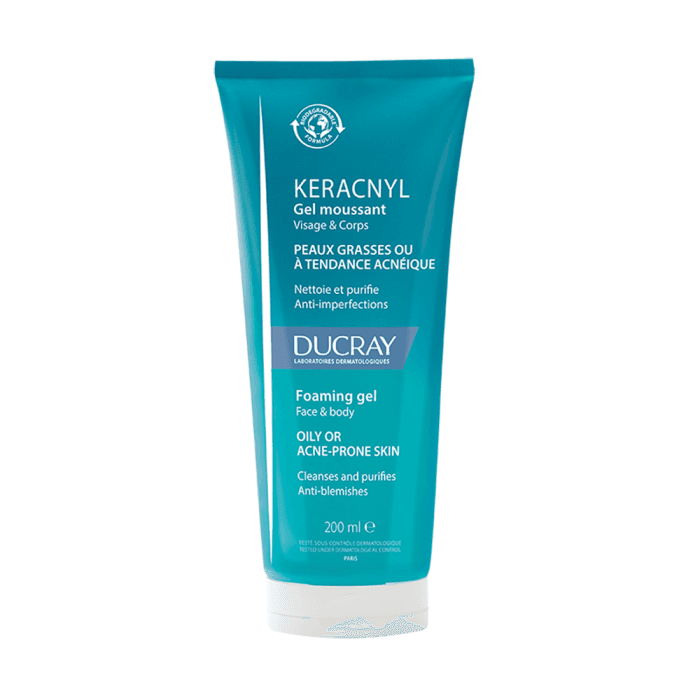 DUCRAY prausiklis į spuogus linkusiai odai KERACNYL, 200 ml