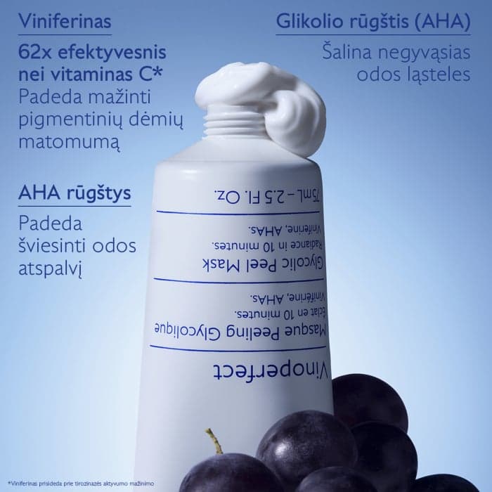 CAUDALIE šveičiamoji veido kaukė pigmentuotai odai VINOPERFECT GLYCOLIC PEEL MASK, 75 ml-2