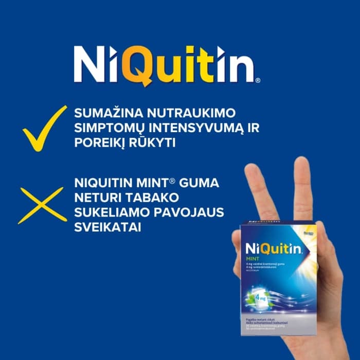 NIQUITIN MINT, 2 mg, vaistinė kramtomoji guma, N30-2