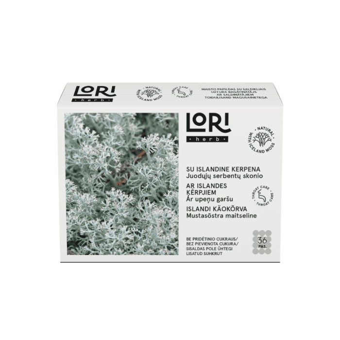 LORIherb, pastilės su islandine kerpena, 36 Pastilės