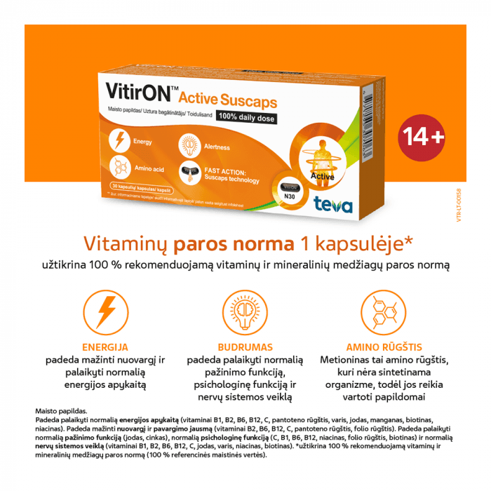 VitirON™ Active Suscaps 100 % daily dose, 30 kapsulių-1