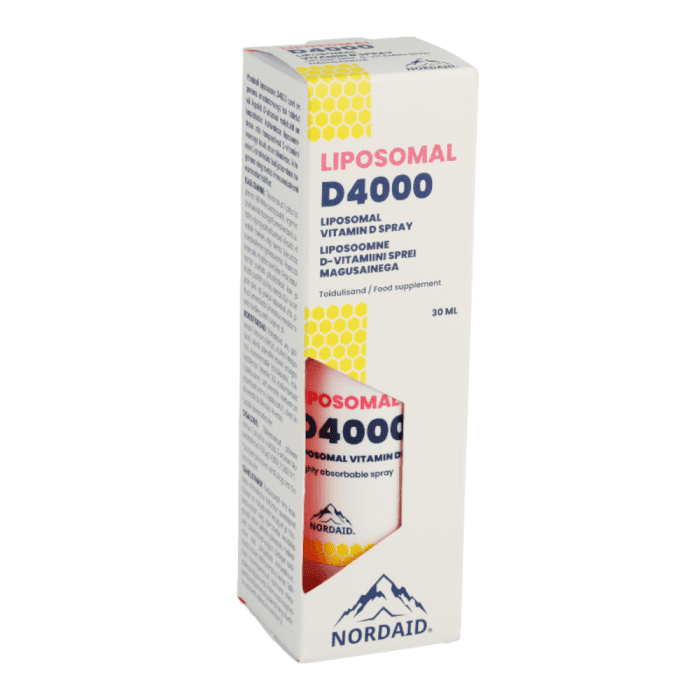 NORDAID purškiamas vitaminas D3 4000 IU liposomose, 30 ml