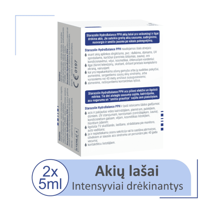 STARAZOLIN HYDROBALANCE PPH drėkinamieji akių lašai, 2 vnt., 10 ml-1