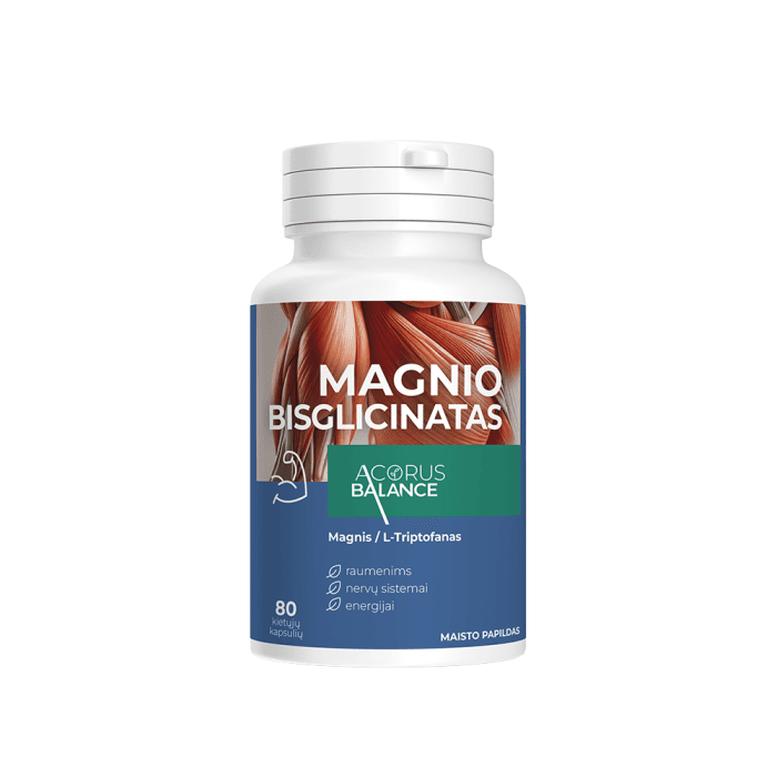 Acorus Balance, Magnio bisglicinatas, 80 kapsulių