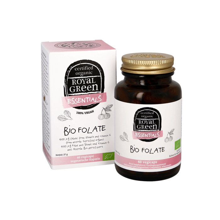 ROYAL GREEN BIO Foliatai 400 μg  LT-EKO-001, 60 kapsulių