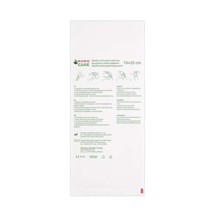 EUROCARE sterilus chirurginis pleistras, 10 x 25 cm, 1 vnt.