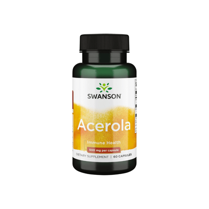 SWANSON ACEROLA ekstraktas su natūraliu vitaminu C, 60 kapsulių