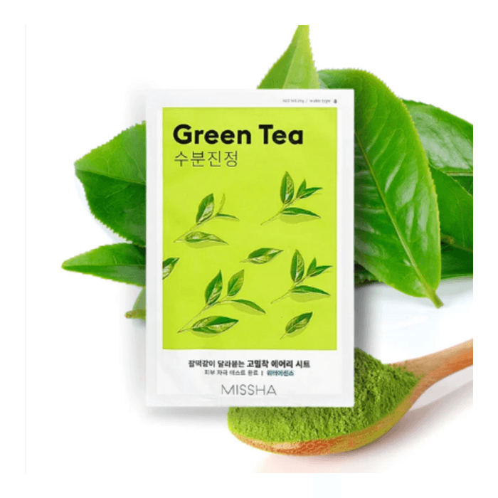 MISSHA lakštinė veido kaukė su žaliąja arbata, Airy Fit Sheet Mask Green Tea, 19 g-1