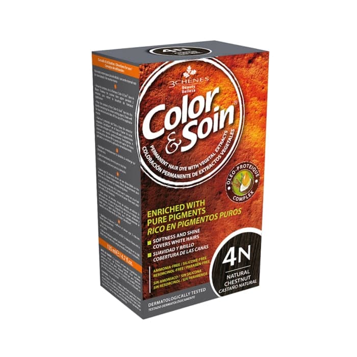 COLOR & SOIN plaukų dažai be amoniako 4N Natural Chestnut, 135 ml