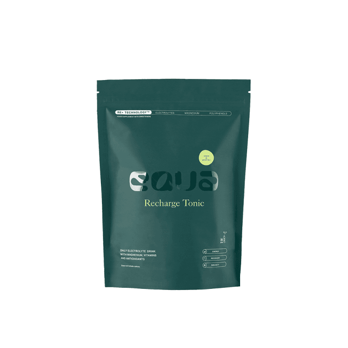 EQUA elektrolitų gėrimo milteliai RECHARGE TONIC-LEMON & GREEN TEA, 90 g