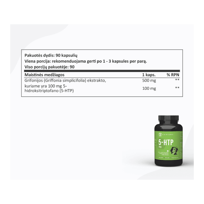 SAPIENS 5-HTP PRO, nuo 12 m., 90 kapsulių-1