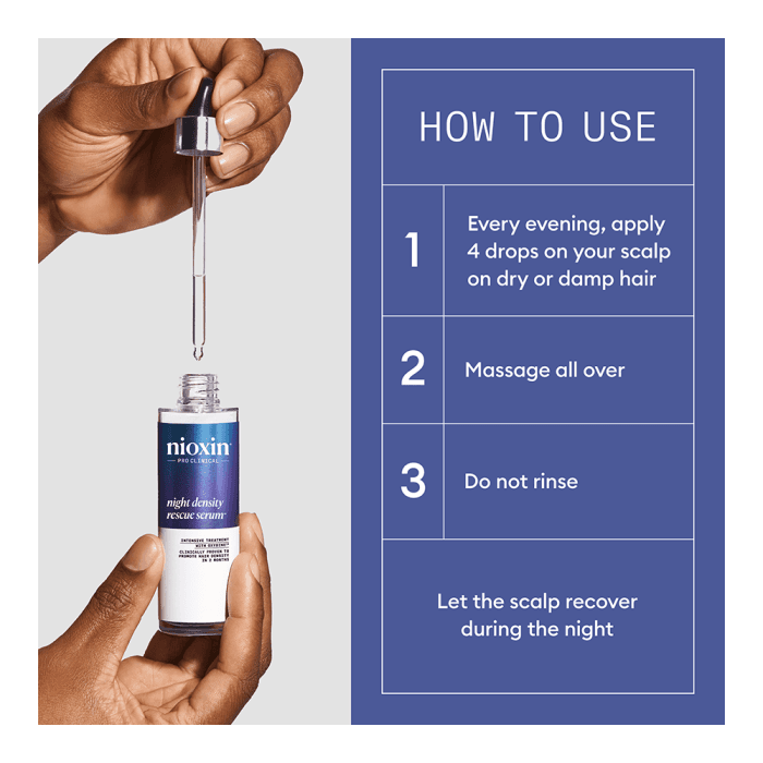 NIOXIN Pro Clinical NIGHT DENSITY RESCUE SERUM - Naktinis serumas slenkantiems plaukams, 70 ml-1
