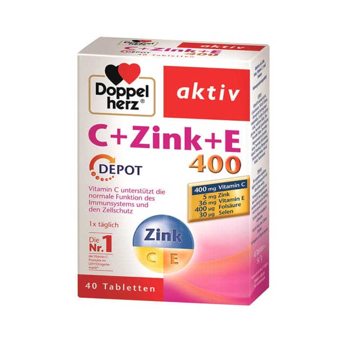 DOPPELHERZ AKTIV C+ZINC+SELEN+E DEPOT, 40 tablečių