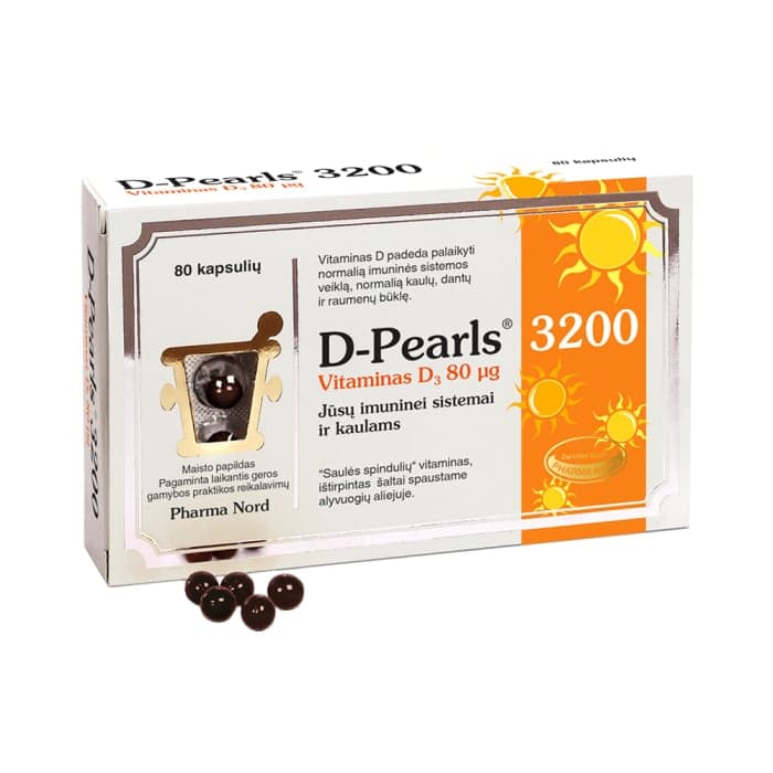 D-PEARLS 3200 vitaminas D3, 80 mcg, 80 kapsulių