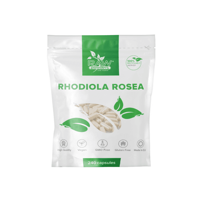 RAW POWDERS RHODIOLA ROSEA, 240 kapsulių