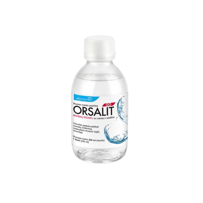 ORSALIT skystas maisto papildas virškinimui, braškių skonio, 200 ml