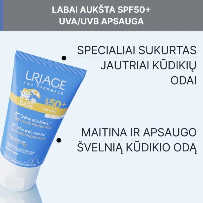 URIAGE apsauginis kremas BABY 1ERE MINERALE, SPF 50+, 50 ml-2