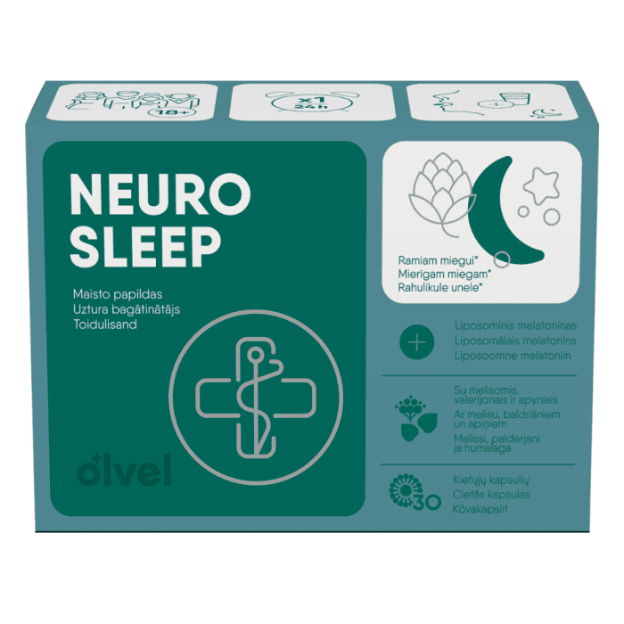 Olvel, Neuro Sleep, liposominis melatoninas, 30 kietųjų kapsulių