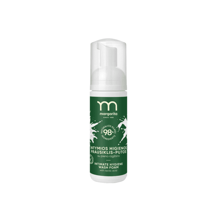 MARGARITA bekvapis intymios higienos prausiklis-putos su pieno rūgštimi ALLERGY CERTIFIED, 150 ml