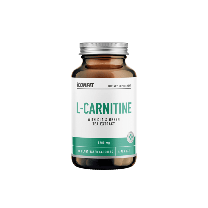 ICONFIT L-karnitinas su CLA ir žaliosios arbatos ekstraktu, 90 kapsulių