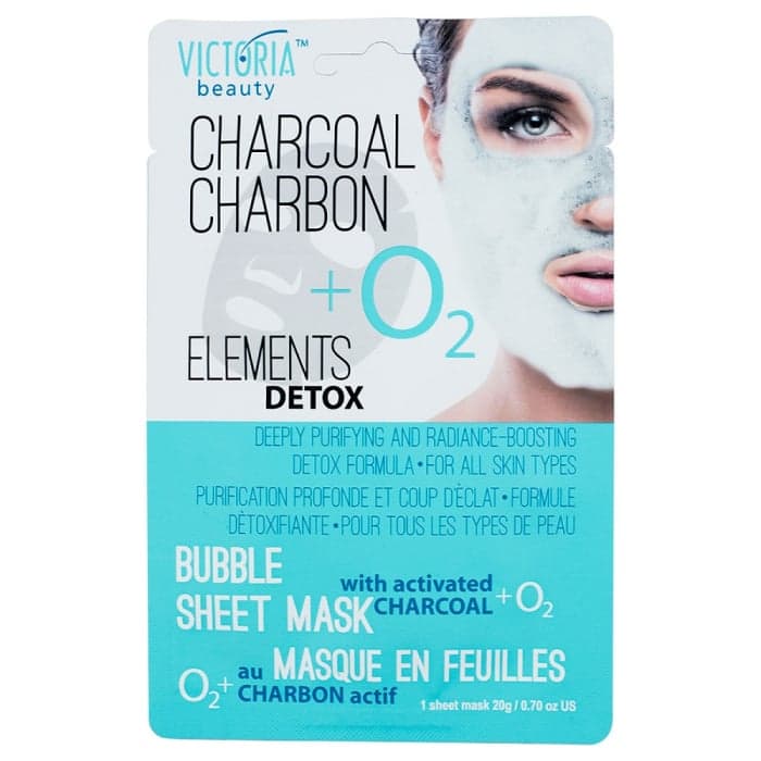 VICTORIA BEAUTY burbulinė lakštinė veido kaukė su aktyvintąja anglimi + O2, 1 vnt.