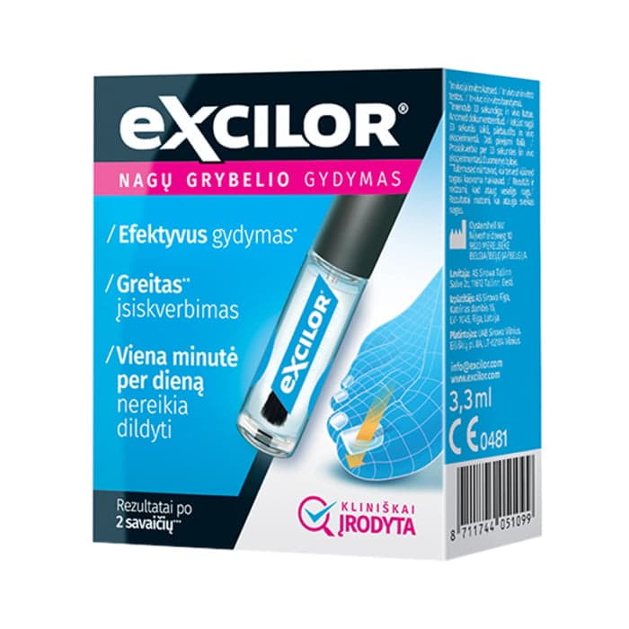 EXCILOR SOLUTION teptukas nagų grybeliui gydyti, 3.3 ml-1