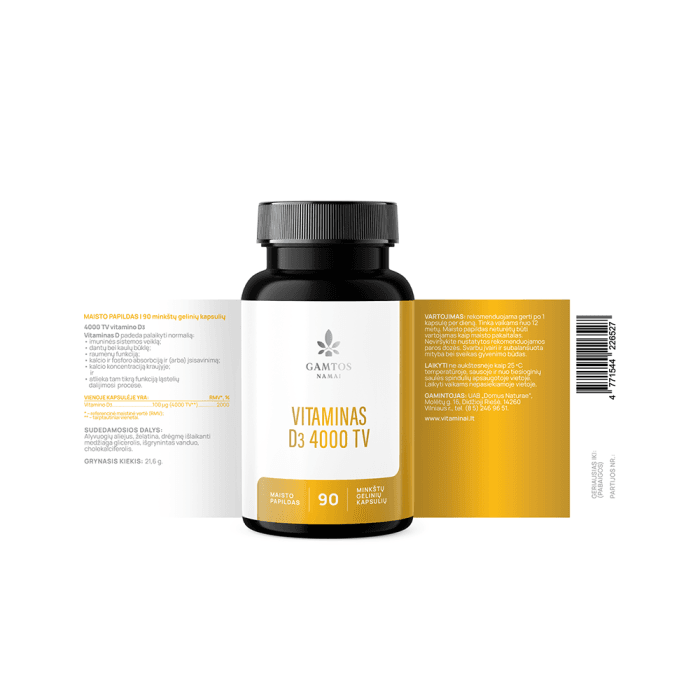 GAMTOS NAMAI VITAMINAS D3 4000 IU, 90 kapsulių-2
