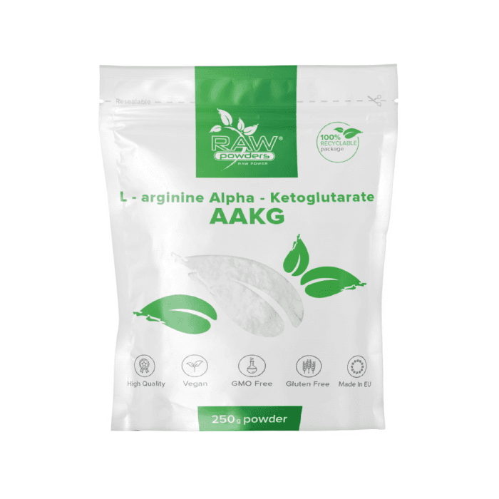 RAW POWDERS L-ARGININAS ALFA-KETOGLUTARATAS (AAKG), 250 g