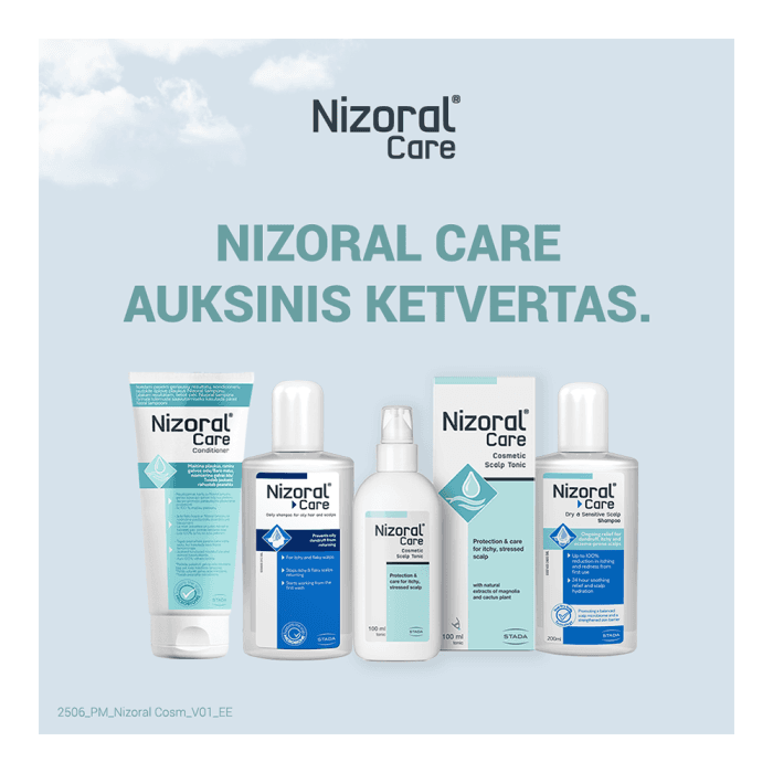 NIZORAL CARE DRY & SENSITIVE SCALP šampūnas nuo pleiskanų sausai ir jautriai galvos odai, 200 ml-2