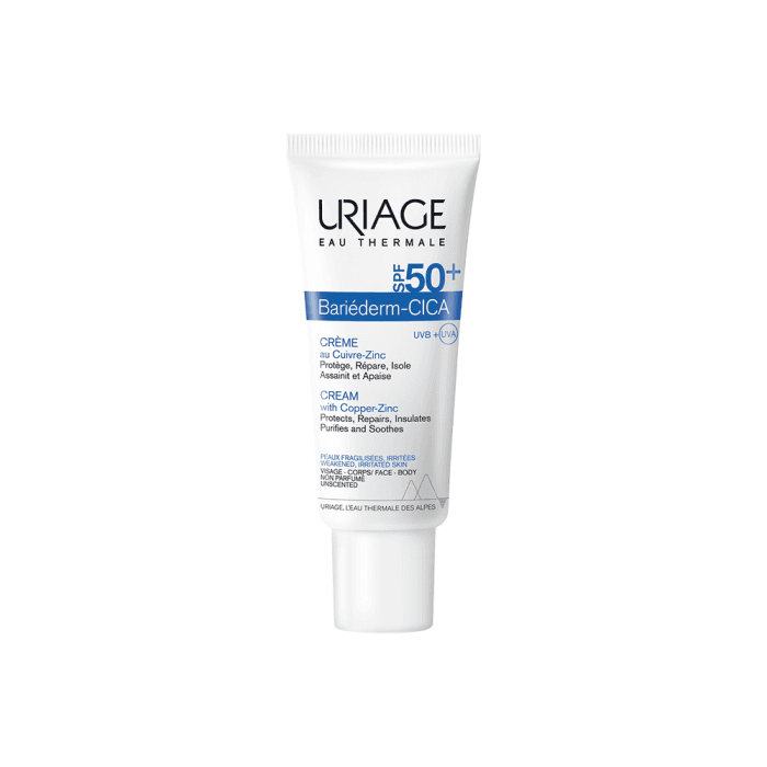 URIAGE atkuriamasis kremas su variu ir cinku BARIEDERM CICA, SPF 50+, 40 ml