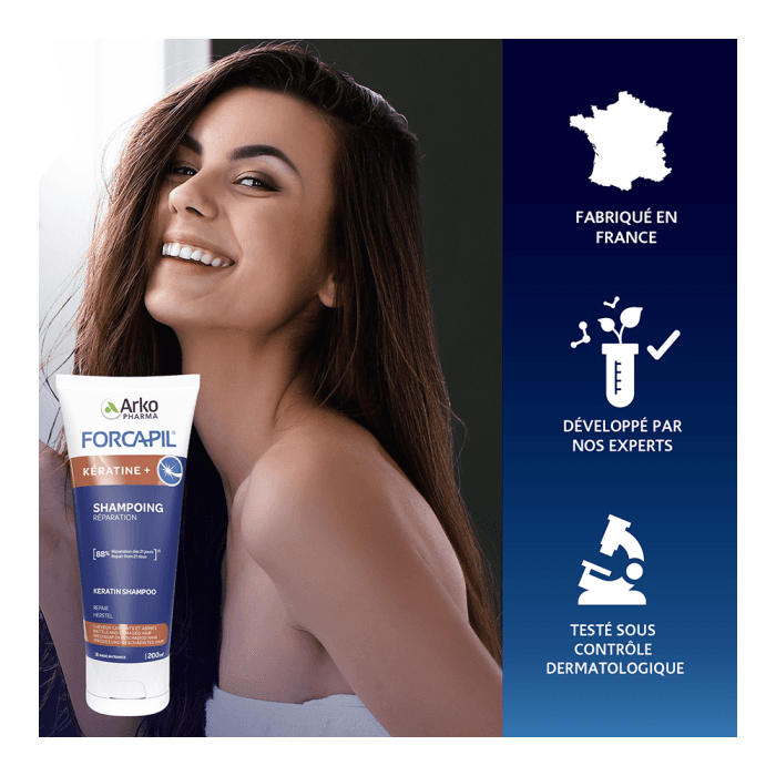 FORCAPIL® KERATIN+ šampūnas su keratinu silpniems ir pažeistiems plaukams, 200 ml-1