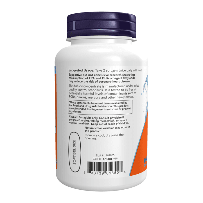 NOW OMEGA-3 1000 MG, 100 minkštų kapsulių-2