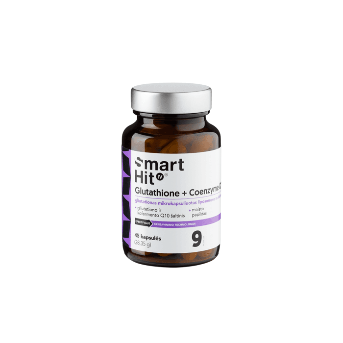 SmartHit IV, SMART HIT IV™, Glutathione + Coenzyme Q10, 45 kapsulių